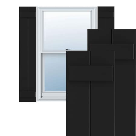 True Fit PVC Two Board Joined Board-n-Batten Shutters, Black, 10 3/4W X 74H